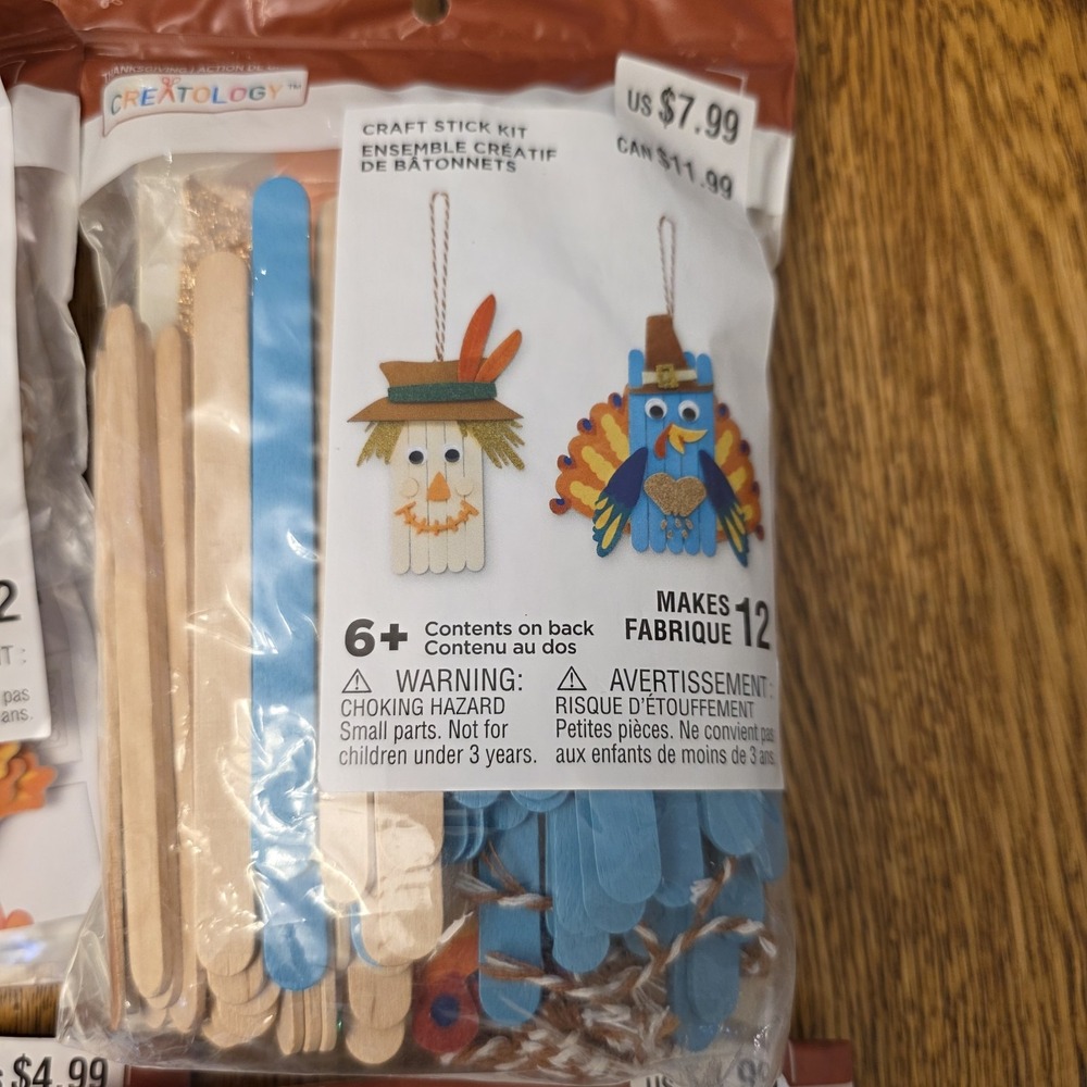 Thanksgiving Crafts Kids 4 Craft Kits DIY 29 Ornaments Fox Turkey Scarecrow - Picture 3 of 13